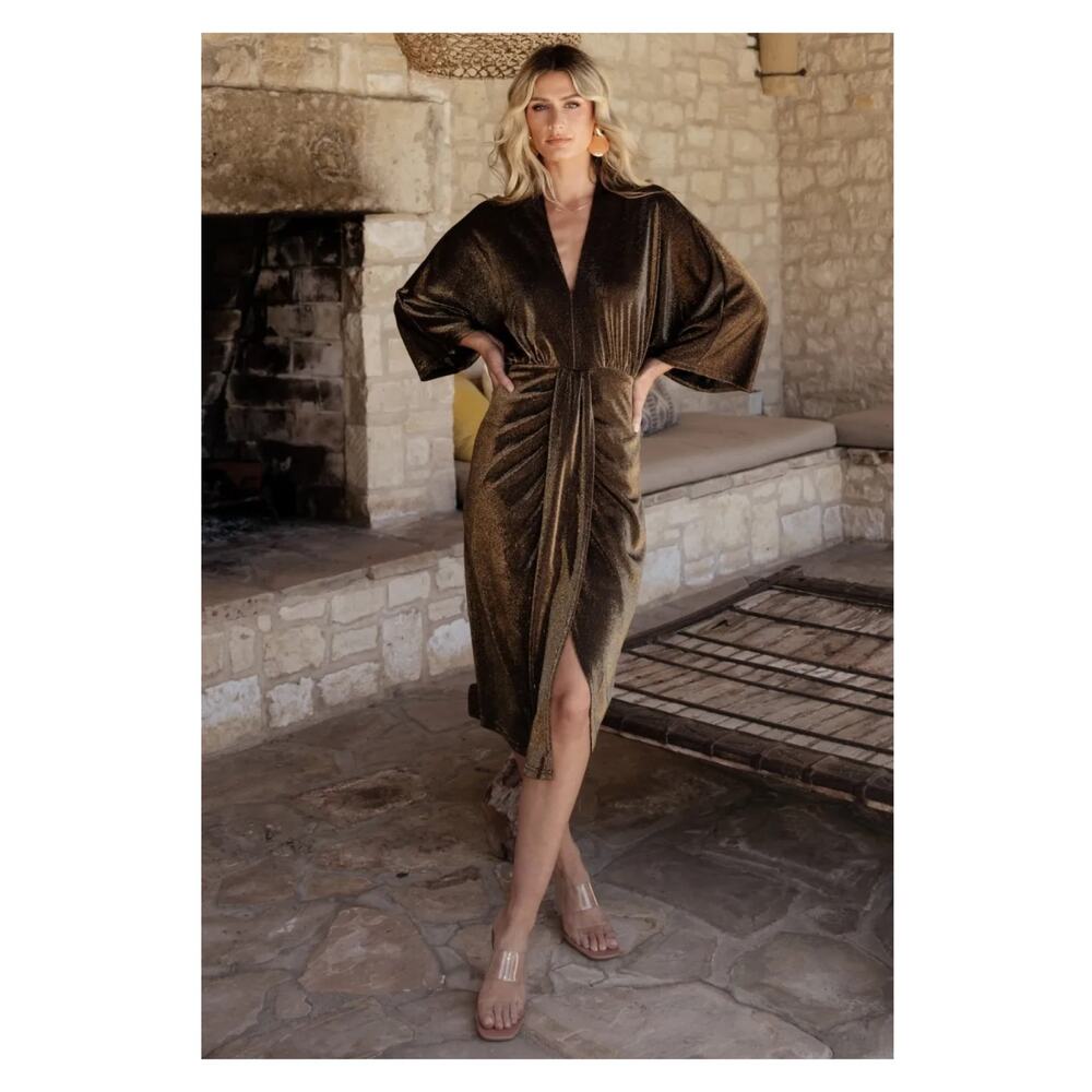 Baltic Born Metallic Bronze Midi Dress